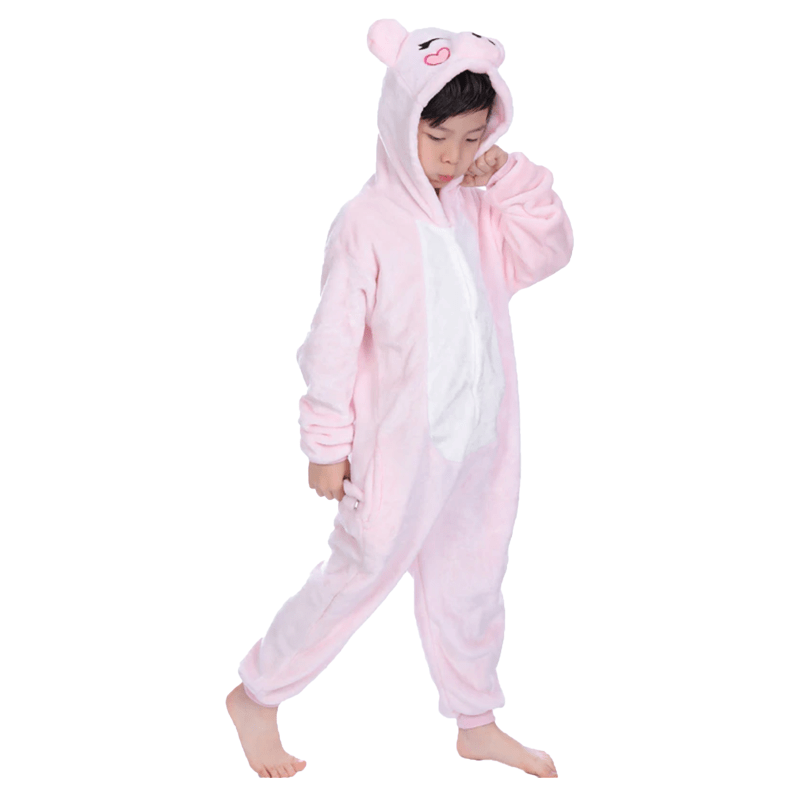 Grenouillère Enfant Pyjama Polaire Chaud Avec Capuche Et Oreilles – Combinaison Onesie Douillette 3-12 Ans