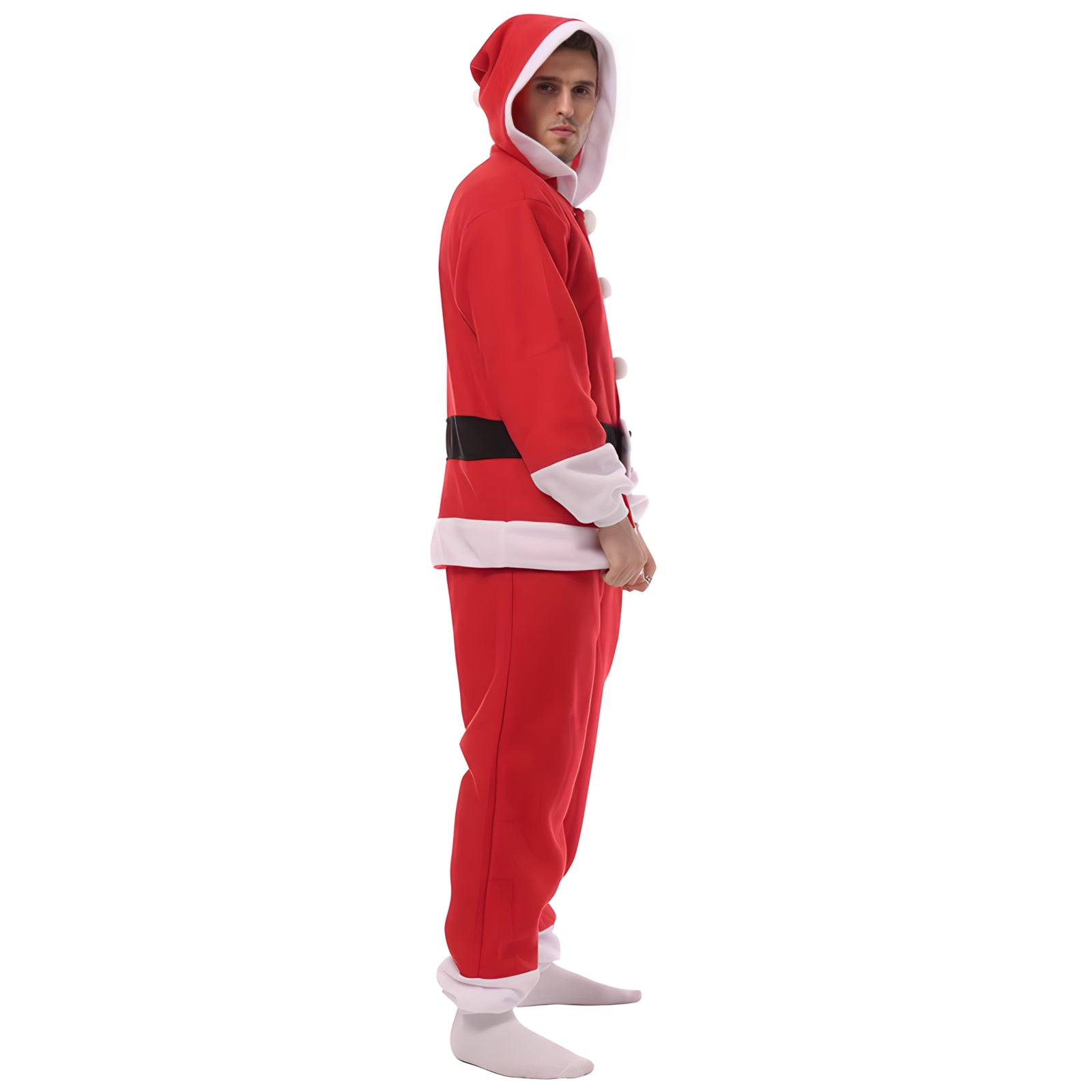Costume Père Noël Flanelle Adulte Unisexe - Combinaison Pyjama Cosplay Noël Avec Capuche