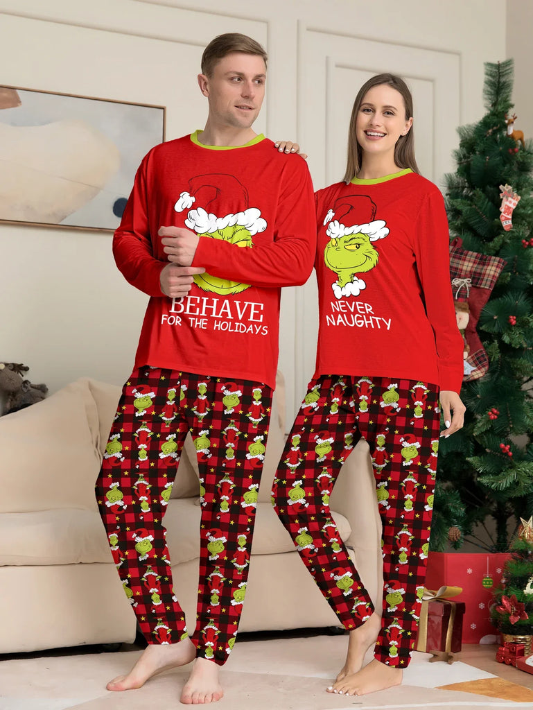 Pyjama de Noël Famille Grinch Malicieux