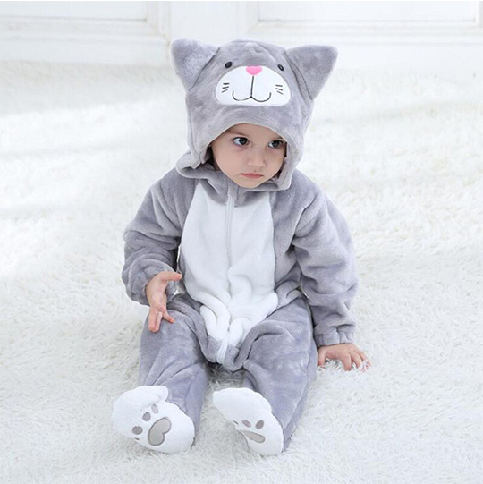 combinaison pyjama chat gris enfant