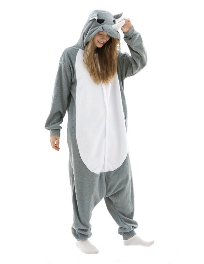 combinaison pyjama rhinocéros gris femme