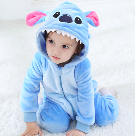 Combinaison Pyjama Lilo Et Stitch - Capuche Avec Visage De Stitch - Fermeture éclair - Déguisement Ou Nuit Confortable