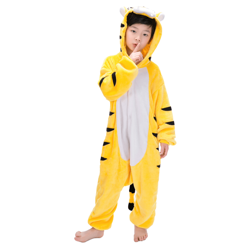 combinaison pyjama tigre jaune fille