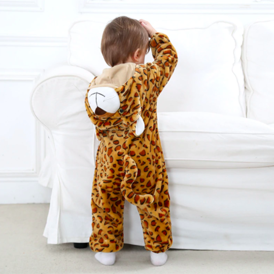Combinaison Pyjama Léopard Vertbaudet Pour Fille – En Tissu Sherpa Doux – Capuche à Oreilles – Fermeture éclair